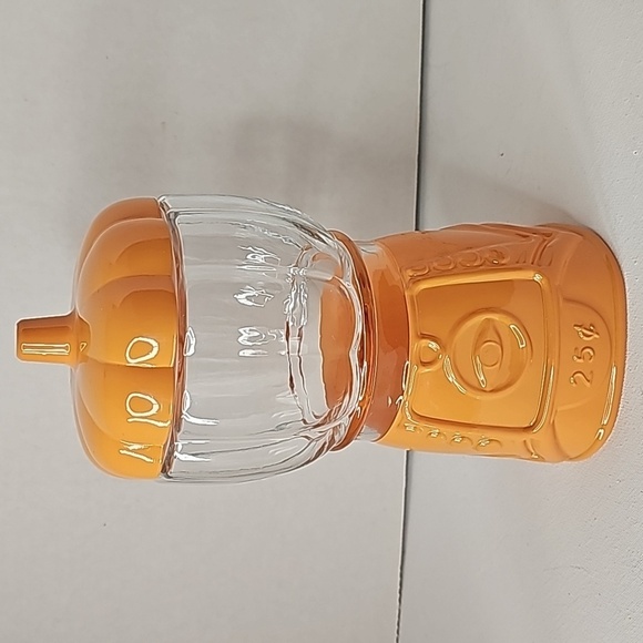 Halloween Candy Dish Orange & Clear Pumpkin Faux Gumball Machine Removable Top - Picture 9 of 11